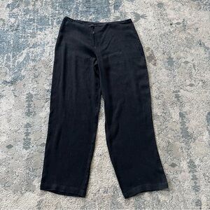 Vintage Eileen Fisher Black 100% Linen straight leg pants size large preowned